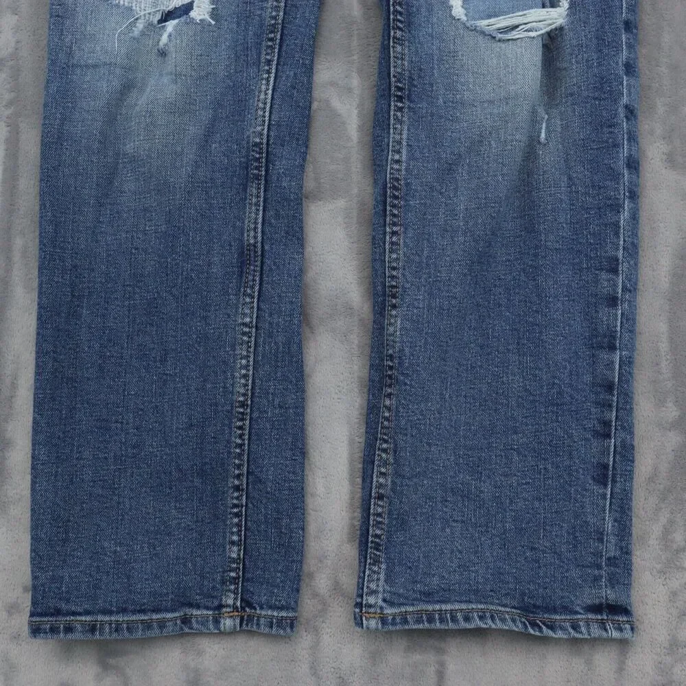 Old Navy Pants Mens 34 Blue Mid Rise 5 Pocket Design Flat Front Distressed Jeans